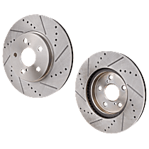 Front Brake Disc, Cross-drilled and Slotted, Vented, 5 Lugs, 296 mm, 3.3L 6Cyl, Pro-Line Series