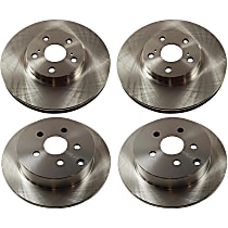 Front and Rear Brake Disc, 4-Wheel Set, Plain Surface, Vented - Front; Solid - Rear, 5 Lugs, Pro-Line Series