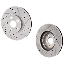 Front and Rear Brake Disc, Cross-drilled and Slotted, Vented, 5 Lugs Pro-Line Series