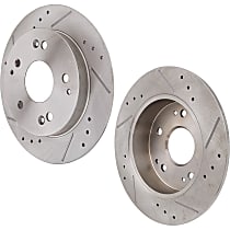 SureStop Rear Brake Discs, Cross-drilled and Slotted, Solid, Pro-Line Series