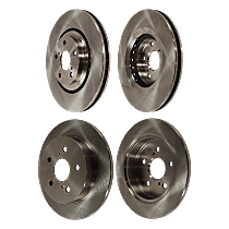 Front and Rear Brake Disc, Plain Surface, Vented - Front; Solid - Rear, 5 Lugs, Pro-Line Series
