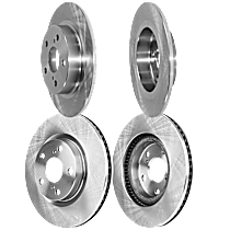 Front and Rear Brake Disc, Plain Surface, Vented - Front; Solid - Rear, 5 Lugs, 2.5L 4Cyl, Pro-Line Series