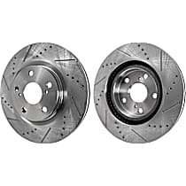 Front and Rear Brake Disc, Cross-drilled and Slotted, Vented, 5 Lugs, 296 mm, 2.5L 4Cyl, Pro-Line Series