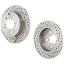 Rear Brake Disc, Cross-drilled and Slotted, Solid, 5 Lugs, Pro-Line Series