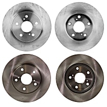 Front and Rear Brake Disc, Plain Surface, Vented - Front; Solid - Rear, 5 Lugs, Pro-Line Series