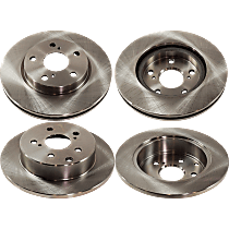 Front and Rear Brake Disc, Plain Surface, Vented - Front; Solid - Rear, 5 Lugs, Pro-Line Series