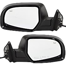 Driver and Passenger Side Mirror, Power, Manual Folding, Heated, With 1 Paintable and 1 Textured Black Cap, Without Signal Light, Memory, Puddle Light, Auto-Dimming, and Blind Spot Feature