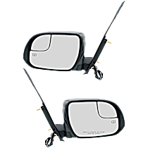 Driver and Passenger Side Mirror, Power Adjust, Heated, Manual Folding, Paintable, No Signal Light, No Memory, No Puddle Light, No Auto-Dimming, With Blind Spot Glass