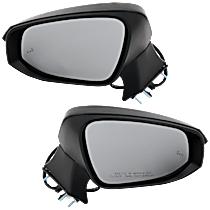 Driver and Passenger Side Mirror, Power Adjust, Heated, Paintable, Power Folding, In-housing Signal Light, With Blind Spot Detection in Glass, With Memory, With Puddle Light, No Auto-Dimming