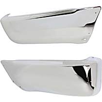 Rear, Driver and Passenger Side Bumper End, For Models With Fender Flares, Chrome, Steel