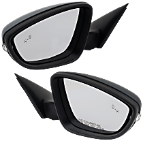 Driver and Passenger Side Mirror, Power Adjust, Heated, Manual Folding, Paintable, In-housing Signal Light, With Memory, No Puddle Light, No Auto-Dimming, With Blind Spot Detection in Glass