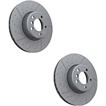 SET-ZFF34106797602-2 Front, Driver and Passenger Side Brake Disc, Dimpled and slotted