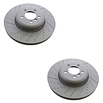 SET-ZFF34106797603-2 Front, Driver and Passenger Side Brake Disc, Dimpled and slotted