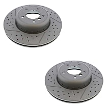 SET-ZFF34116786392-2 Front, Driver and Passenger Side Brake Disc, Cross-drilled and Slotted