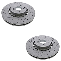 SET-ZFZ2124210512-2 Front, Driver and Passenger Side Brake Disc, Cross-drilled and Slotted