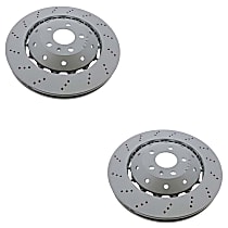 SET-ZFZ420615301D-2 Front, Driver and Passenger Side Brake Disc, Cross-Drilled