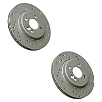 SET-ZXC34111502891-2 Front, Driver and Passenger Side Brake Disc, Cross-Drilled