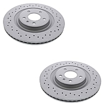 SET-ZXC4H0615601Q-2 Rear, Driver and Passenger Side Brake Disc, Cross-Drilled