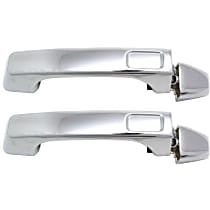 Front or Rear, Driver and Passenger Side Exterior Door Handle, Chrome, Without Key Hole