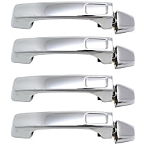 Front and Rear, Driver and Passenger Side Exterior Door Handle, Chrome, Without Key Hole
