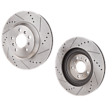 Front Brake Disc, Cross-drilled and Slotted, Vented, 5 Lugs, Sedan, Pro-Line Series