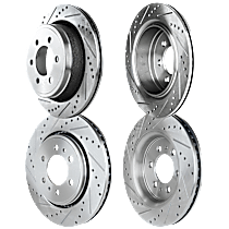 Front and Rear Brake Discs, 4-Wheel Set, Cross-Drilled and Slotted, Vented, 6 Lugs, 13.78 in. - Front, 13.71 in. - Rear Disc Diameter, Pro-Line Series