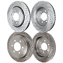 Front and Rear Brake Disc, Cross-drilled and Slotted, 6 Lugs, Pro-Line Series
