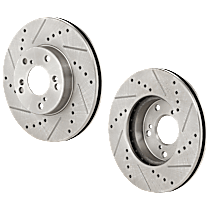 Front, Driver and Passenger Side Brake Disc, Cross-drilled and Slotted, Vented, 5 Lugs, 281.94 mm, 1.8L 4Cyl, Pro-Line Series