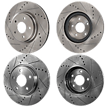 Front and Rear Brake Disc, Cross-drilled and Slotted, Vented - Front; Solid - Rear, 5 Lugs, S, 3.5L 6Cyl, Pro-Line Series