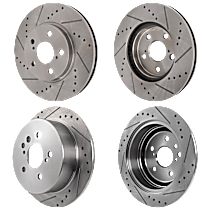 Front and Rear Brake Disc, Cross-drilled and Slotted, 5 Lugs, With Rear Disc Brake, 3.3L 6Cyl, Pro-Line Series