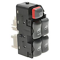 Front, Driver Side Window Switch, 4-Door, Black, Standard OE Replacement