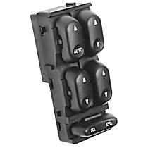 Front, Driver Side Window Switch, Black, 5 Buttons, Standard OE Replacement