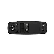Front, Driver Side Window Switch, 2-Door, Without Power Folding Mirror Switch, With Auto. Down, Black