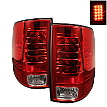 Driver and Passenger Side Tail Light, Without bulb(s), Uses Stock Bulbs; Incandescent Models Only; Not Compatible With LED Model, Clear & Red Lens