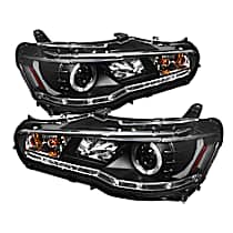 Driver and Passenger Side Halogen Headlight, With bulb(s),  Models Only; Not Compatible With Xenon/HID Model, Clear Lens, Black Interior, Signature Series