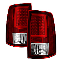 Driver and Passenger Side Tail Light, With bulb(s), Incandescent Models Only; Not Compatible With LED Model, Clear & Red Lens, Xtune Series