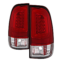 Driver and Passenger Side LED Tail Light, With bulb(s), Clear & Red Lens