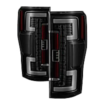 Driver and Passenger Side Halogen Tail Light, With bulb(s), Not Fit LED Model, Smoked Lens, Black Interior