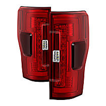 Driver and Passenger Side Halogen Tail Light, With bulb(s), Not Fit LED Model, Clear & Red Lens
