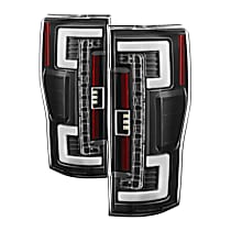 Driver and Passenger Side LED Tail Light, With bulb(s), Clear Lens, Black Interior