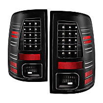 Driver and Passenger Side Tail Light, With bulb(s), Incandescent Models Only; Not Compatible With LED Model, Clear Lens, Black Interior