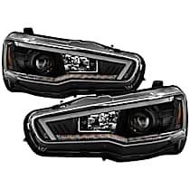 Driver and Passenger Side Halogen/LED Headlight, Without bulb(s), Xenon/HID Models Only; Not Compatible With Factory Halogen Model, Clear Lens, Black Interior, Signature Series