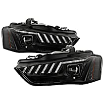 Driver and Passenger Side Halogen/LED Headlight, With bulb(s), Halogen Models Only; Not Compatible With Factory Xenon/HID Model, Clear Lens, Black Interior, Signature Series