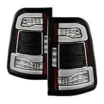 Driver and Passenger Side LED Tail Light, With bulb(s), Not Compatible With Factory Halogen Model, Clear Lens, Black Interior