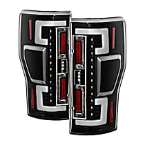 Driver and Passenger Side LED Tail Light, With bulb(s), Blind Spot Monitoring Model; Not Fit Halogen Model, Clear Lens, Black Interior