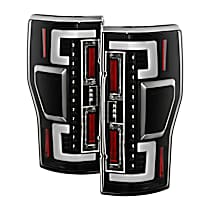 Driver and Passenger Side Tail Light, With bulb(s), Halogen Model Only Does Not Fit Factory Led Model, Clear Lens, Black Interior