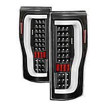 Driver and Passenger Side Tail Light, With bulb(s), Does Not Fit Factory LED Model, Clear Lens, Black Interior, Xtune Series