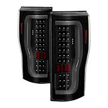 Driver and Passenger Side Tail Light, With bulb(s), Does Not Fit Factory LED Model, Smoked Lens, Black Interior, Xtune Series