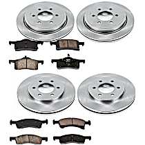 34OEREP19 Front and Rear Driver and Passenger Side Pro-Line Ultra Low-Dust Brake Pad Set with OE Performance Disc Brake Rotor Kit