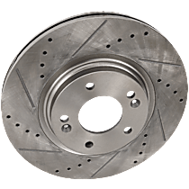Front, Driver or Passenger Side Brake Disc, Cross-drilled and Slotted, Vented, 5 Lug Wheels, 12.01 in. Disc Diameter, 305mm Front Disc, Pro-Line Series